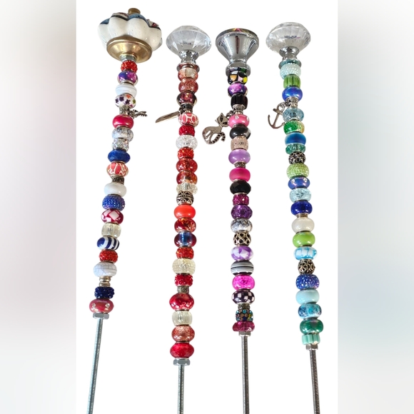 Other - Handmade 4 Piece Beaded Plant Stacks, New